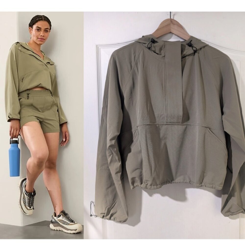 NEW! Athleta | Boundless Crop Popover In Olive Branch